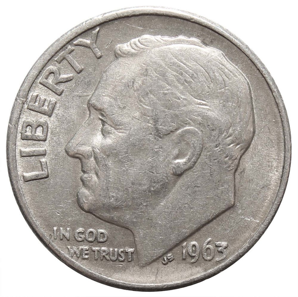 1 дайм (10 центов) 1963. США (D) VF-XF Серебро