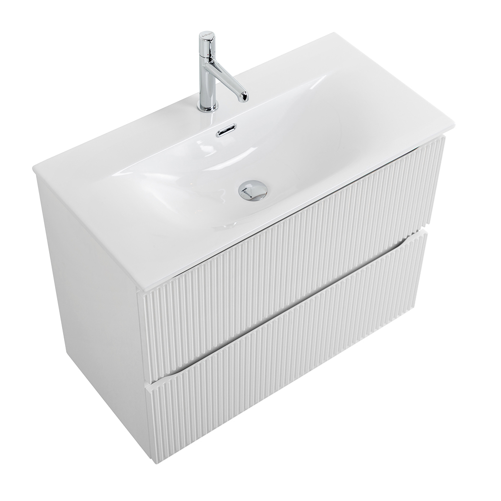 Тумба с раковиной подвесная BelBagno UNO-MINI-800-2C-SO-BO Bianco Opaco, раковина белая BB-8099-3-80