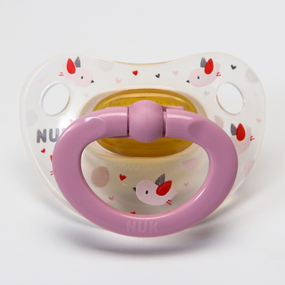 7454810 Соска-пустышка ортодонтическая, латекс, от 6 мес., в контейнере «Птички»