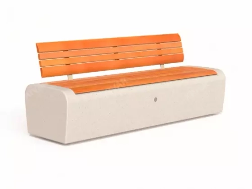 Скамейка «Вернисаж» прямая секция с настилом и спинкой