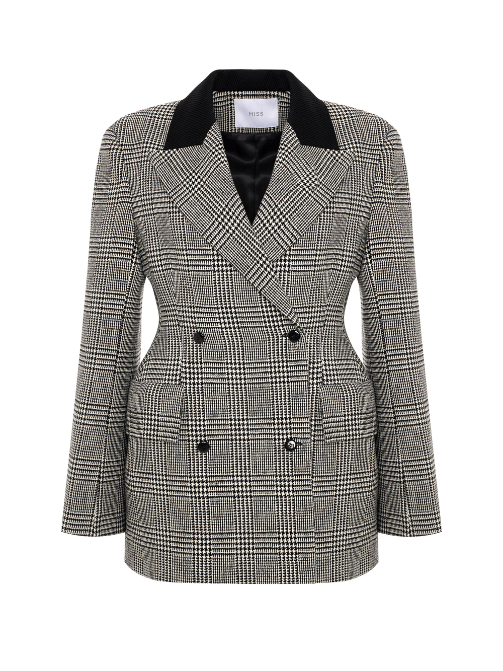 Жакет с формообразующими бедрами из шерсти Диор клетка черный/белый