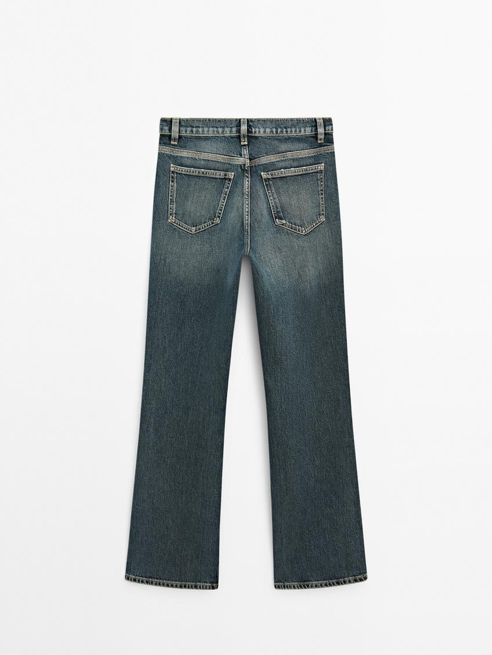 Massimo Dutti Джинсы из смесового хлопка с высокой посадкой, синий