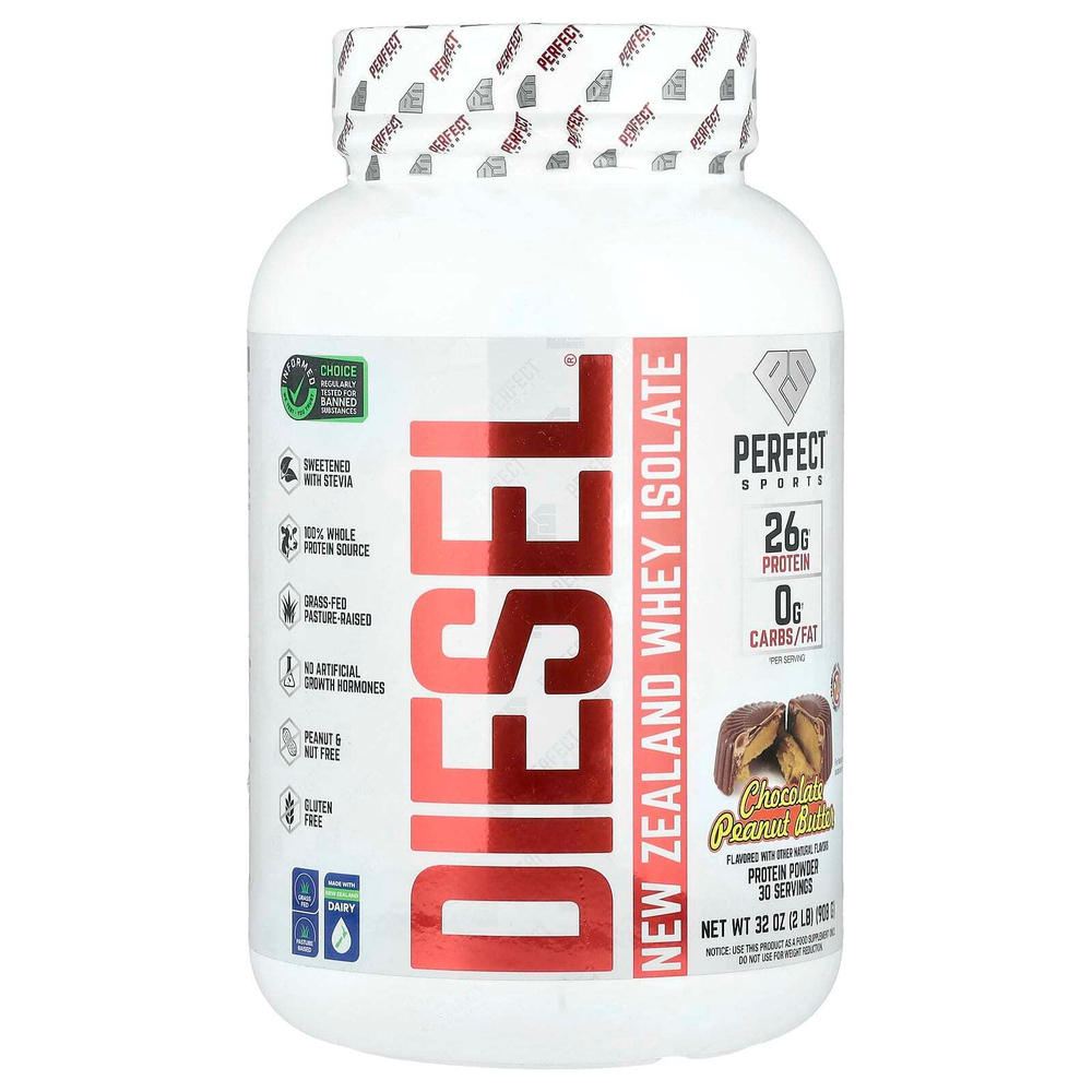 PERFECT Sports, Diet, новозеландский сывороточный изолят, шоколад и арахисовое масло, 908 г (2 фунта)