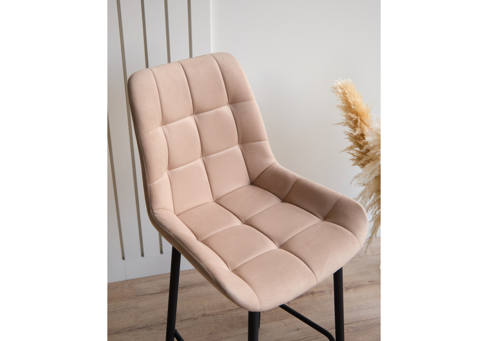 Барный стул Woodville Челси 360 бежевый (zd 210), черный np, ножки черные