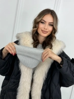 шапка зимняя из ангоры с отворотом вязаная