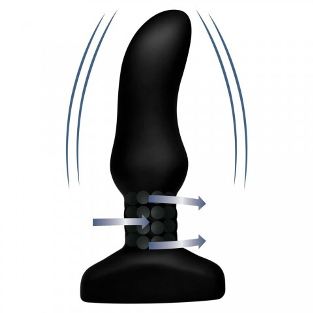 Анальная вибропробка с дистанционным управлением Rimmers Slim M Curved Rimming Plug, черный, 13.9х3.8 см