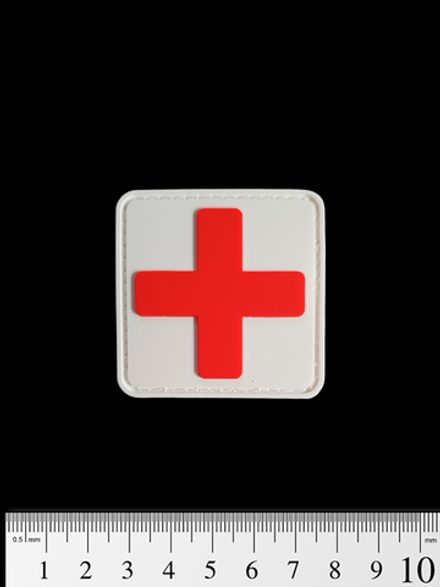 Шеврон Крест медика большой PVC 5 см. Красный на белом