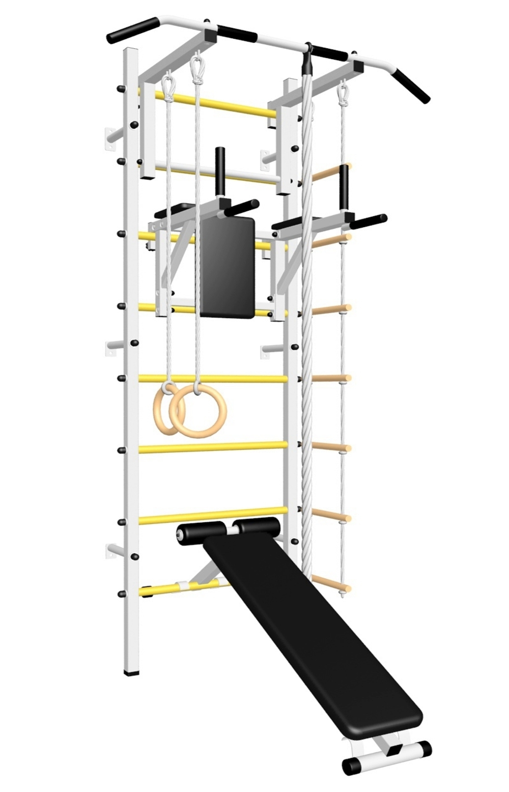 Шведская стенка Sv Sport усиленная 606 (Турник стандарт/Брусья/Скамья/Канат/Кольца/Лестница)