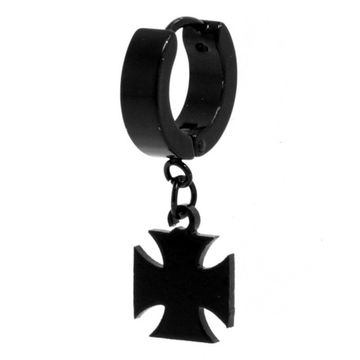 Серьга Мальтийский крест черная