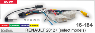 КАБЕЛЬ 16-184: Cable Kit of 9" & 10.1" HeadUnit for RENAULT 2012+ (select models) / Power + Speakers + Antenna + Camera