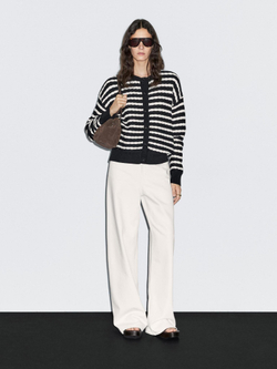 Massimo Dutti Кардиган из 100% хлопка в морском стиле, темно-синий