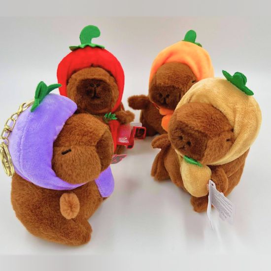 Мягкий брелок Капибара 2.0  в фиолетовом капюшоне