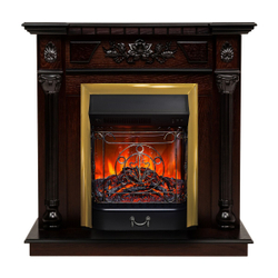 Электрокамин RealFlame Dacota AO античный дуб с очагом Majestic Lux Brass