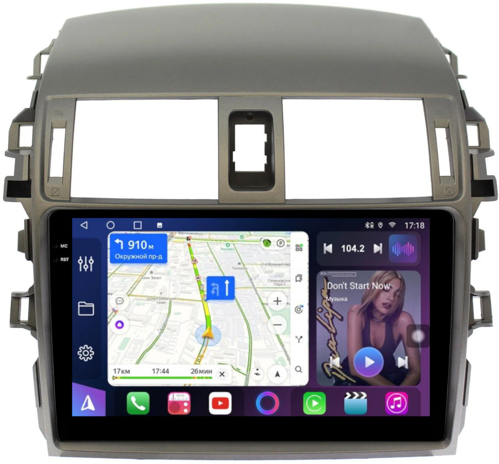 Магнитола для Toyota Corolla 150 2006-2013 (рамка тип 2) - FarCar 063-2M монитор 9.5" QLED на Android 14, TS18, CarPlay, 4G SIM-слот