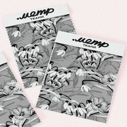 Ткань мембрана серый цветочный орнамент