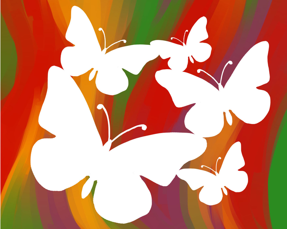 Картина (раскраска) по трафарету "Бабочки"