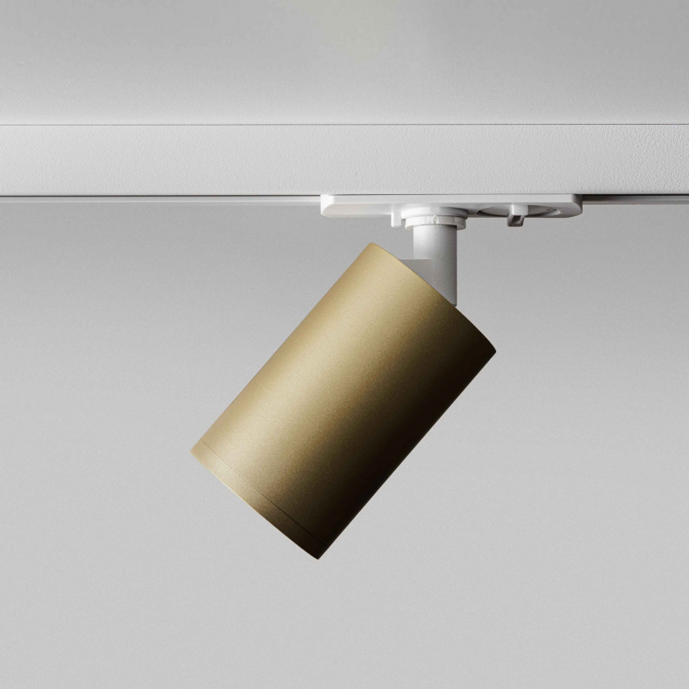 Однофазный трековый светильник под лампу GU10, MKL-1-GU10-WMG, Матовое золото на белой ножке