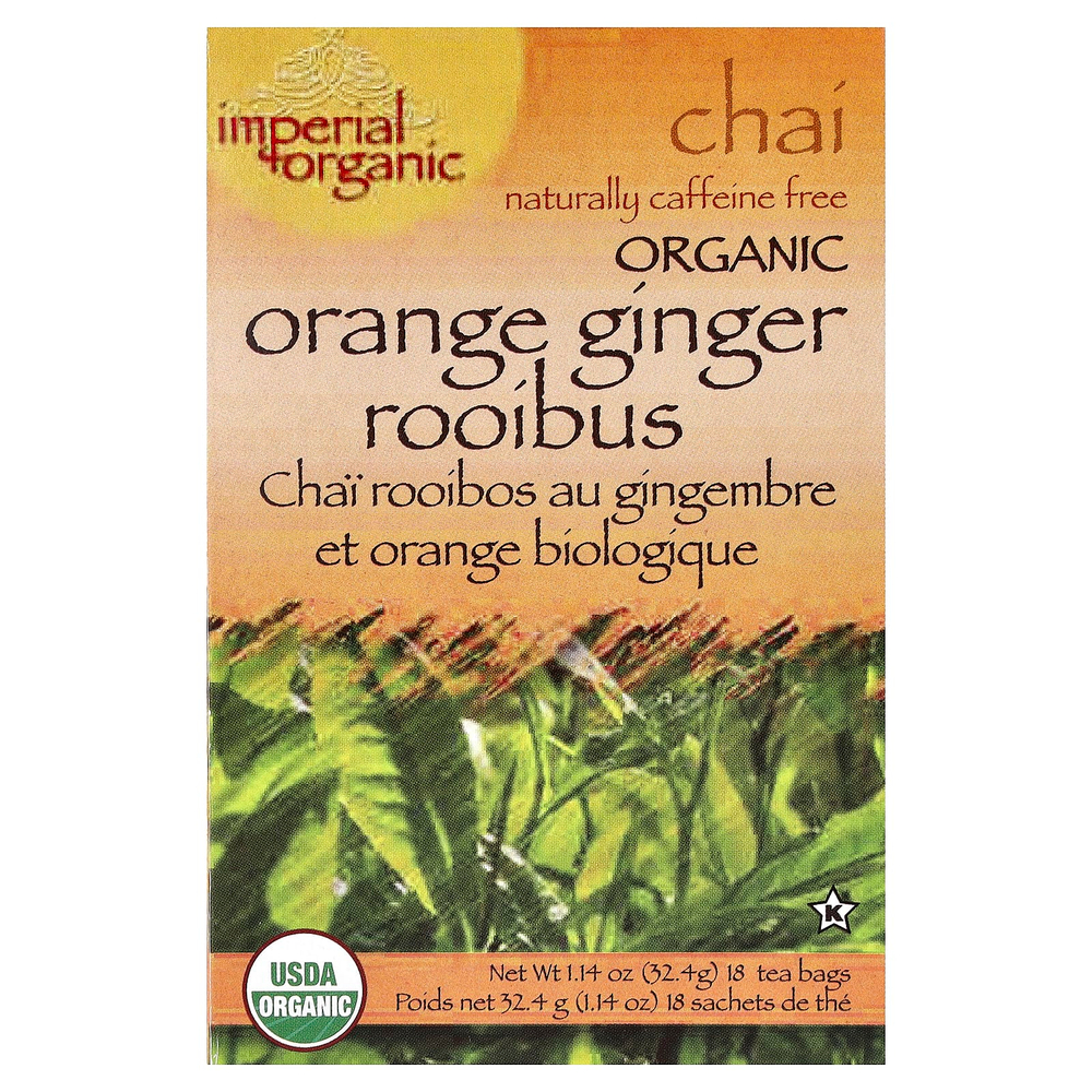 Uncle Lee's Tea, Imperial Organic, чай со вкусом апельсина и имбиря, без кофеина, 18 чайных пакетиков, 32,4 г (1,14 унции)