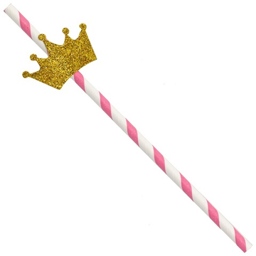 Трубочки для коктейлей бумажные «Корона» с блеском, 8 шт