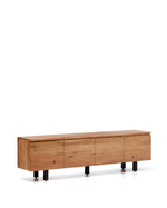 Тумба под телевизор Uxue с 4 дверцами из массива акации с беленой отделкой 200 x 58 см