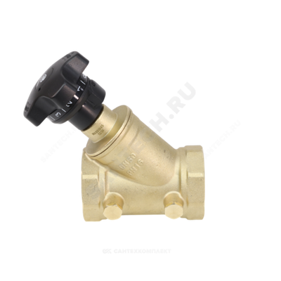 Клапан балансировочный ручной латунь 3180H Ду 40 G1 1/2" Ру16 Тмакс=120 оС ВР Kvs=20м3/ч без ниппелей Benarmo