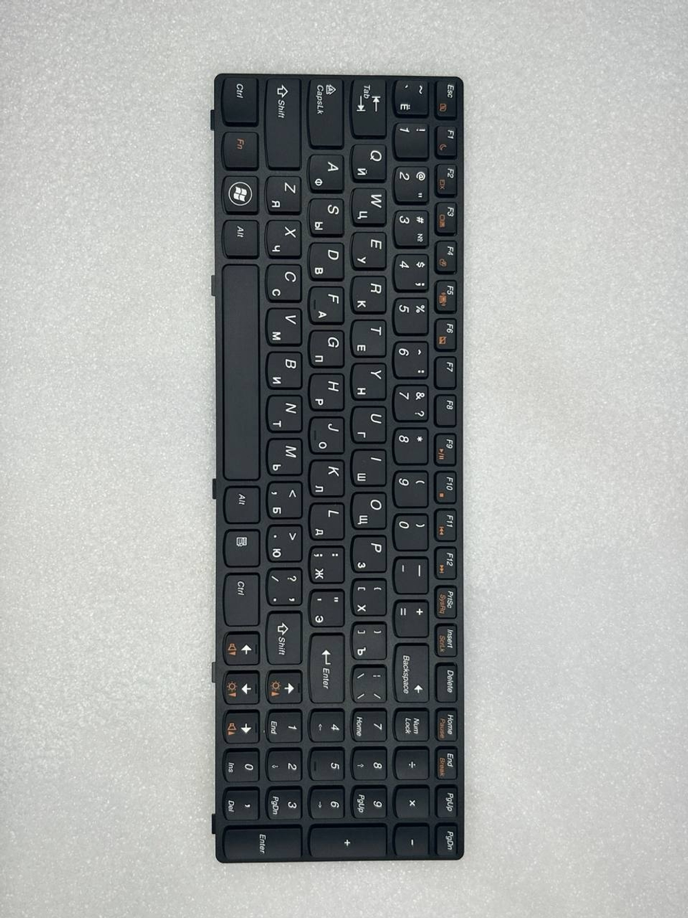Клавиатура для ноутбука Lenovo Z570/B570/B590/V570/V580 раскладка - русская, без подсветки, черная (25013347), оригинал
