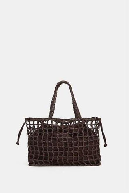 ZARA ПЛЕТЕНАЯ МИНИ-СУМКА-ТОУТ, КОРИЧНЕВЫЙ