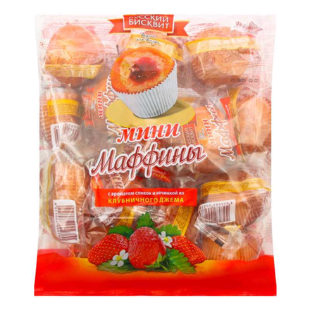 Кекс Русский Бисквит мини Маффины со вкусом клубники 465 гр