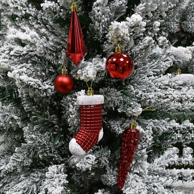Елочные игрушки 21шт, цвет красный, пластик