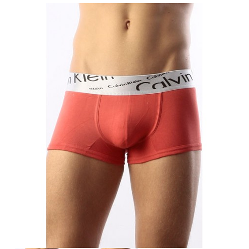 Мужские трусы боксеры красные с серебристой резинкой Calvin Klein Silver Italics Boxer Red
