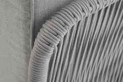 "Канны" угловой модуль плетеный из роупа, каркас алюминий белый шагрень, роуп светло-серый круглый, ткань светло-серая