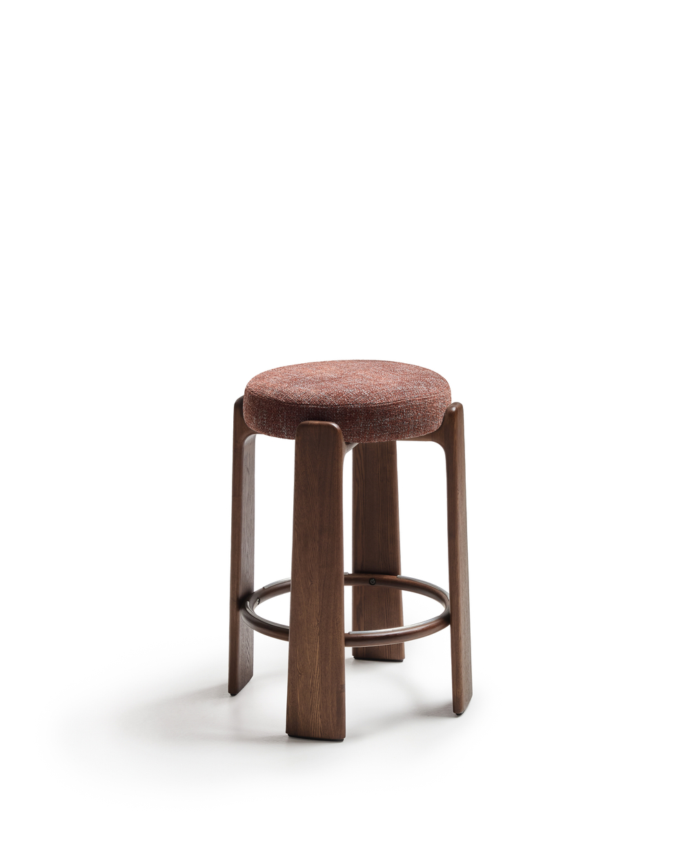 Granite Барный табурет из коричневого шенилла и массива ясеня в отделке орех 75 см