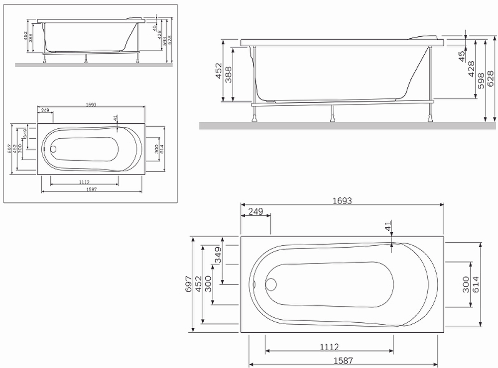 Фронтальная панель для ванны AM.PM Joy/Spirit 170 W85A-170-070W-P Белая