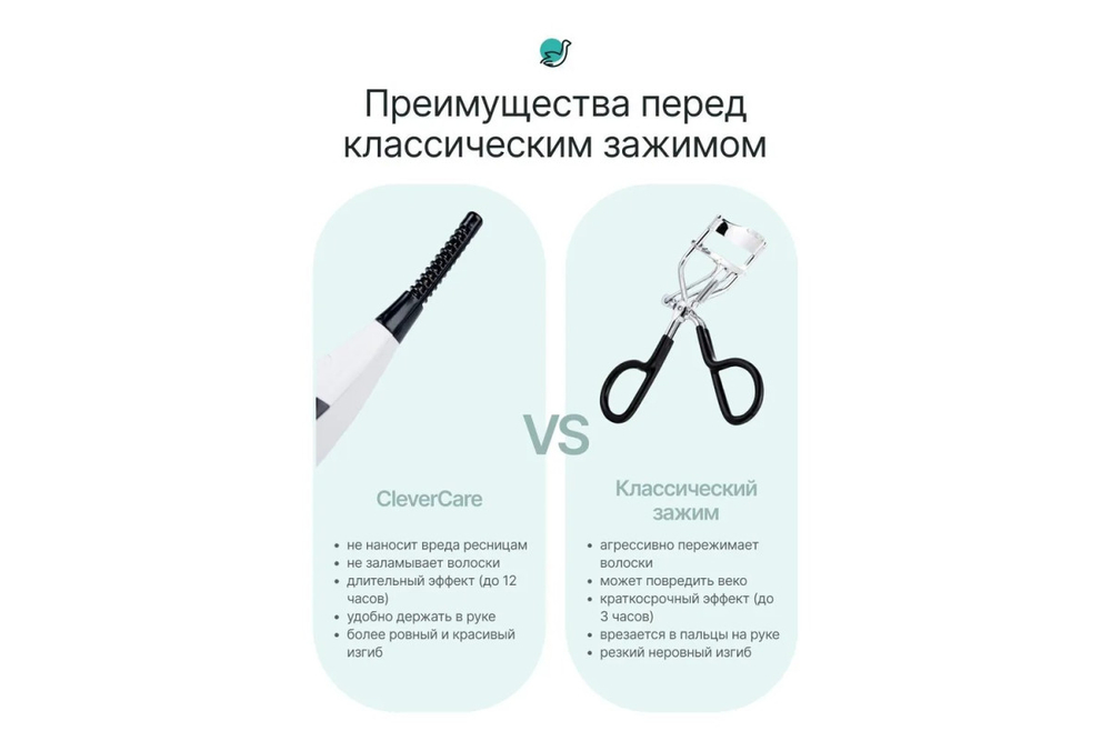 Беспроводная электрическая плойка для ресниц CleverCare, цвет белый