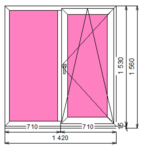 Пластиковое окно 1530 х 1420 ТермА Эко