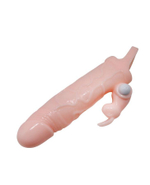 Удлиняющая телесная насадка с 2 виброэлементами (Цвет: телесный)