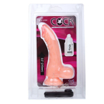 Вибромассажёр фаллической формы с присоской в основании - 21,6 см. (Цвет: телесный)