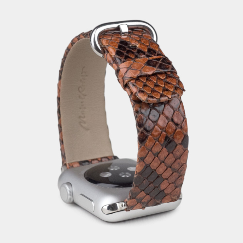 Ремешок для Apple Watch 40/41/42 mm из кожи питона, цвета коньяк