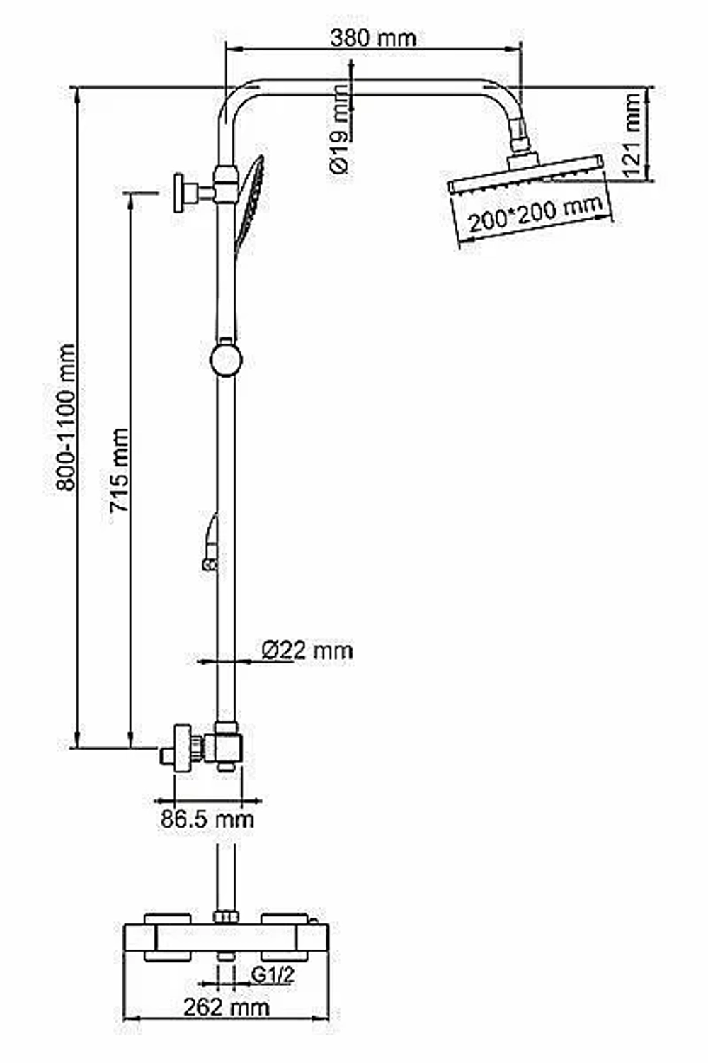 Душевая система WasserKRAFT A15502 Thermo