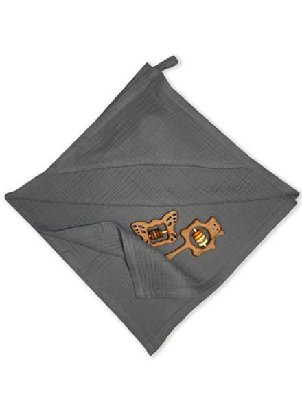 Муслиновый плед (полотенце) Серый из 100% хлопка