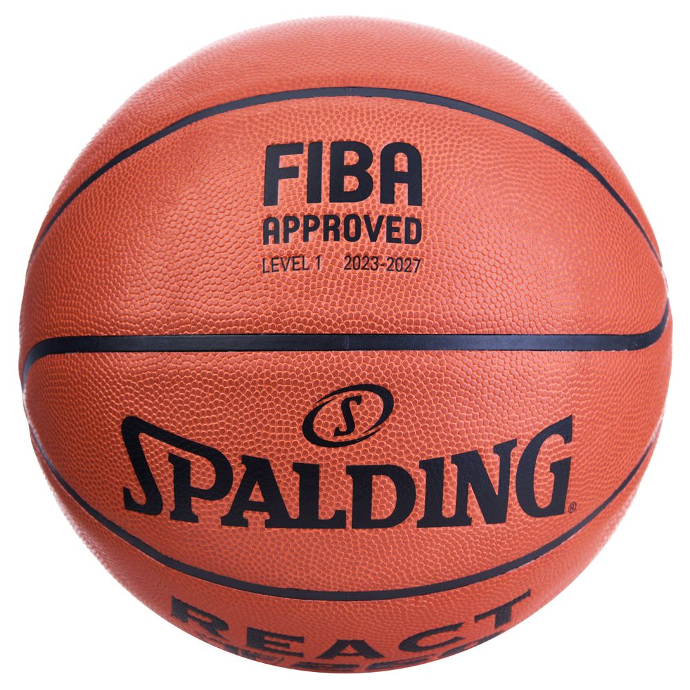 Мяч баск. SPALDING TF-250 React 76967z, р.7, FIBA Approved, композит. кожа (ПУ), коричнево-черный