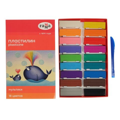 Пластилин 18 цветов 360 г, Гамма Мультики , со стеком