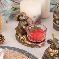 Фруктовница Кролик Эйприл Бронза с чашей из стекла