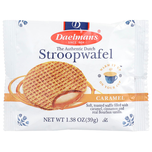 Daelmans, Круглые вафли-сэндвичи с карамельной прослойкой, карамель, 24 вафли по 39 г (1,38 унции)