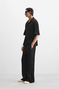 ZARA РУБАШКА СО СКЛАДКАМИ, ЧЕРНЫЙ