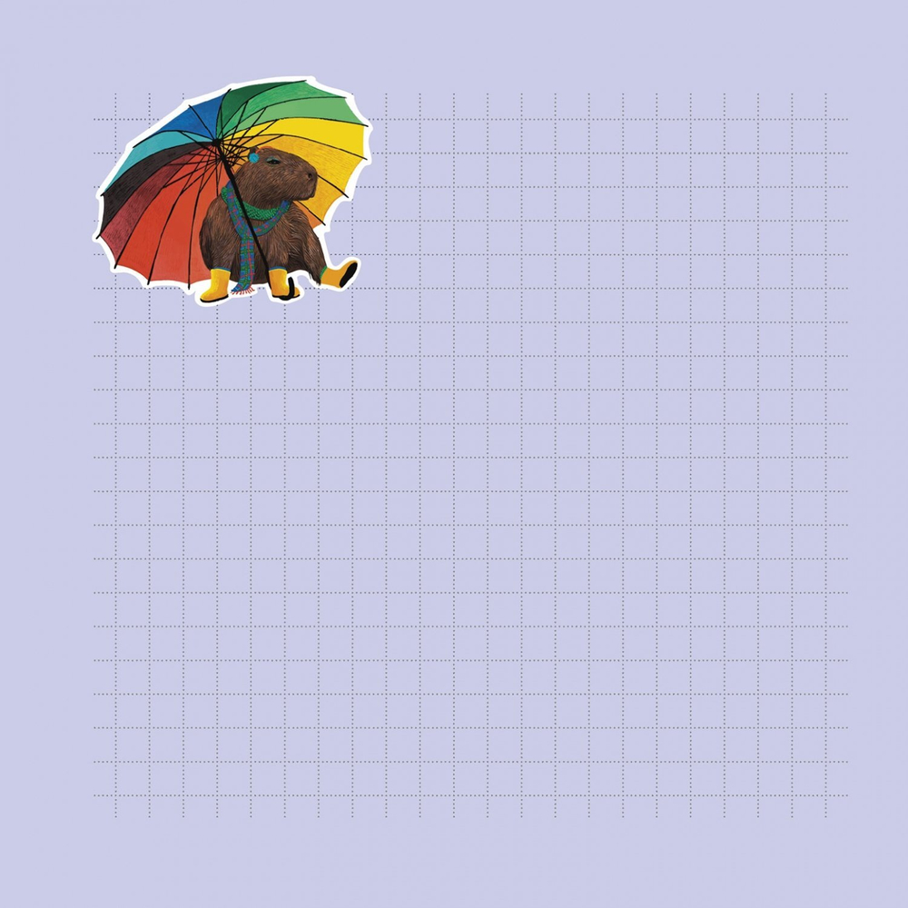 Блокнот 130х130 мм, скрепка, Контэнт-Канц, ламин. картон, выб-лак, 32 л., диз. внутр .блок в клетку, "Балдежные капибары",( голубой с семечками )