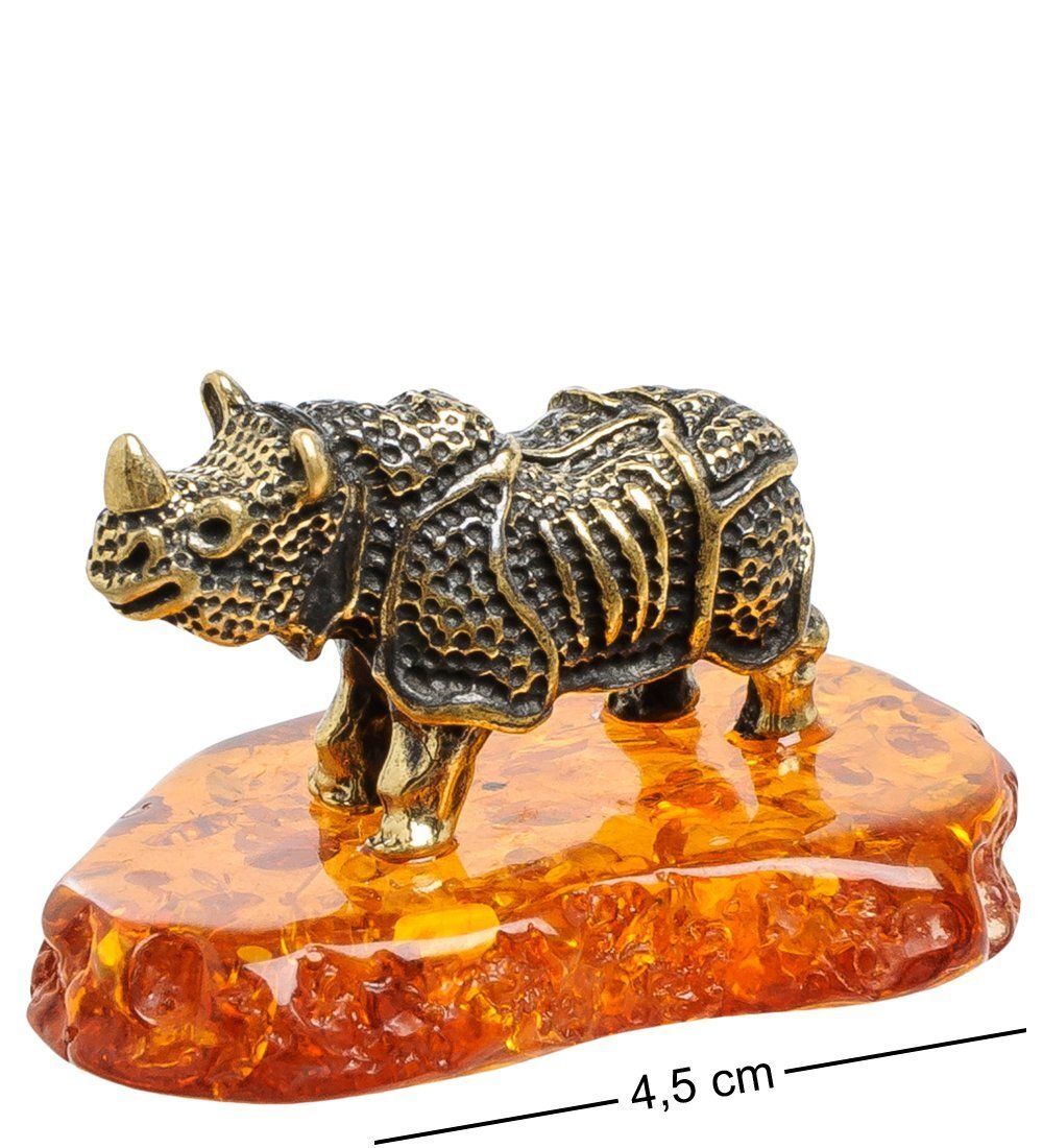 Народные промыслы AM-1509 Фигурка «Носорог Рокки» (латунь, янтарь)