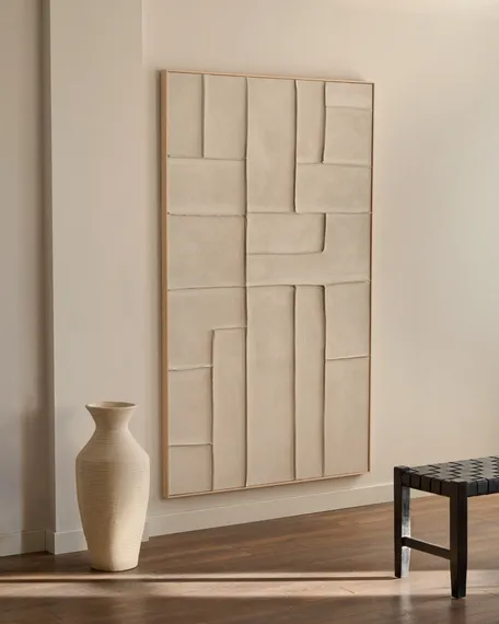 Большая картина Klis, 200х120 см, белый лен