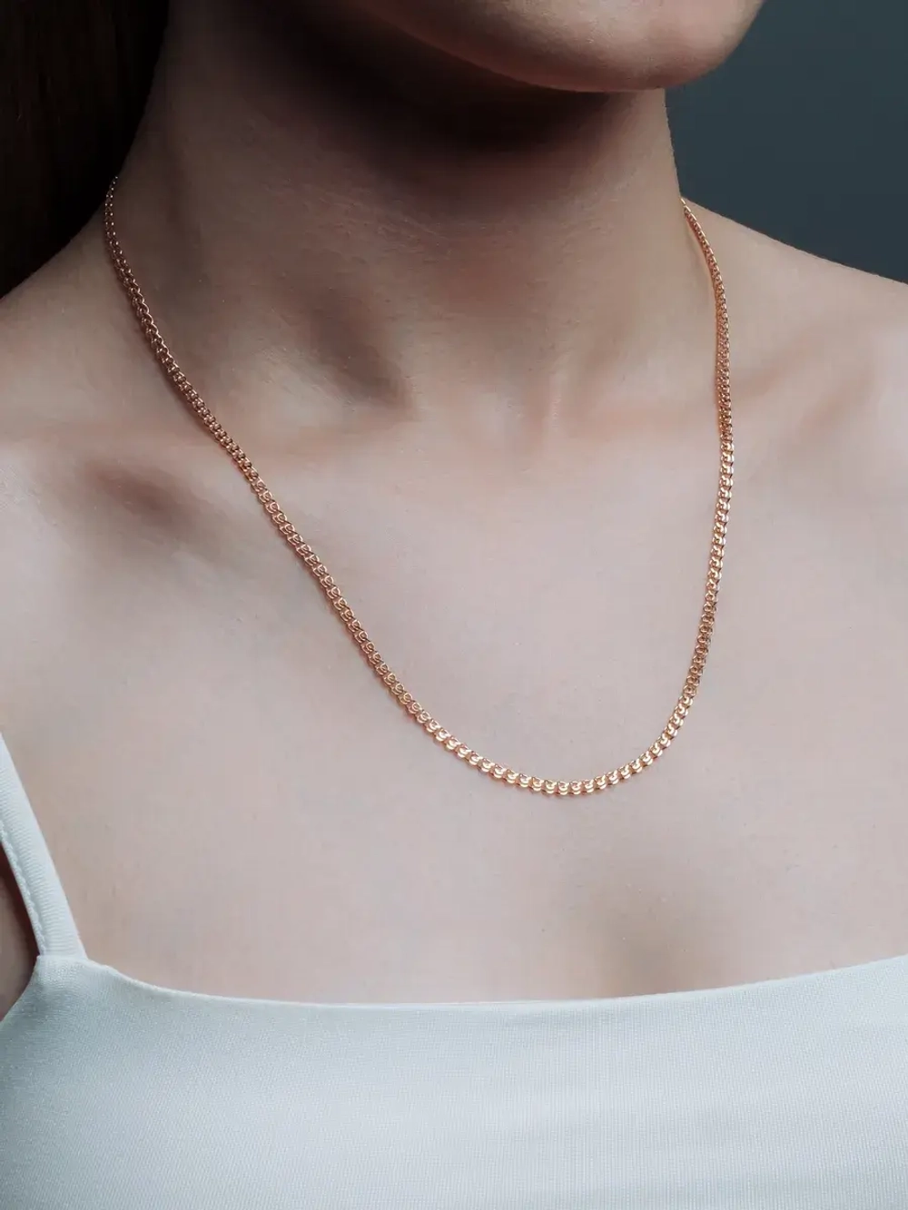 Цепочка Лав (LOVE) серебряная позолоченная, ширина 2,6 мм