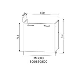 Корпус Шкаф нижний мойка 850*800 (СМ 800) (серый), ДСВ Мебель